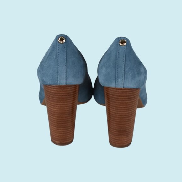 Michael Kors Suede Pump Size 9M Chambray Blue Susan Flex Stacked Heel NWOB - Picture 8 of 15